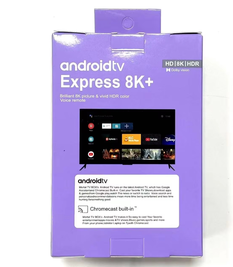 Découvrez la puissance de l'8K à portée de main : Mortal Mini Box Express ! magnifique qualité d'image 8K couleurs vives HDR télécommande vocale 2 + 8 Go TV box